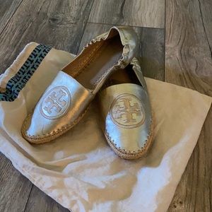 Tori Burch gold Espadrilles flats.